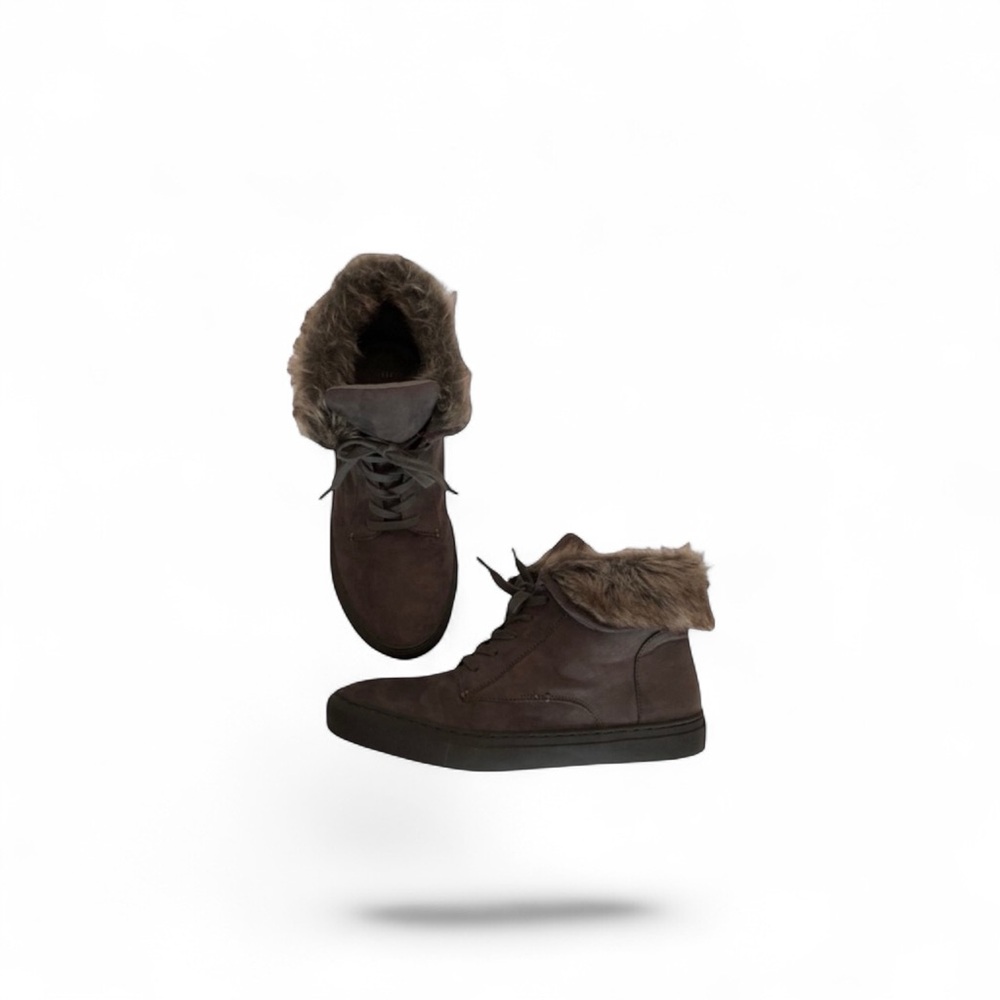 Esprit Furry grey lace up casual neutral norm core gorpcore boots size 9